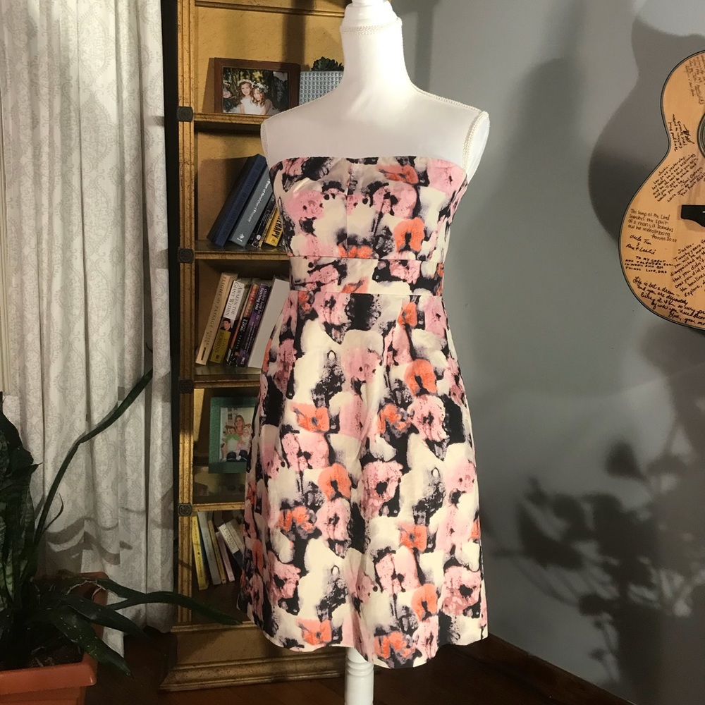 J CREW 🔥 strapless watercolor floral mini dress